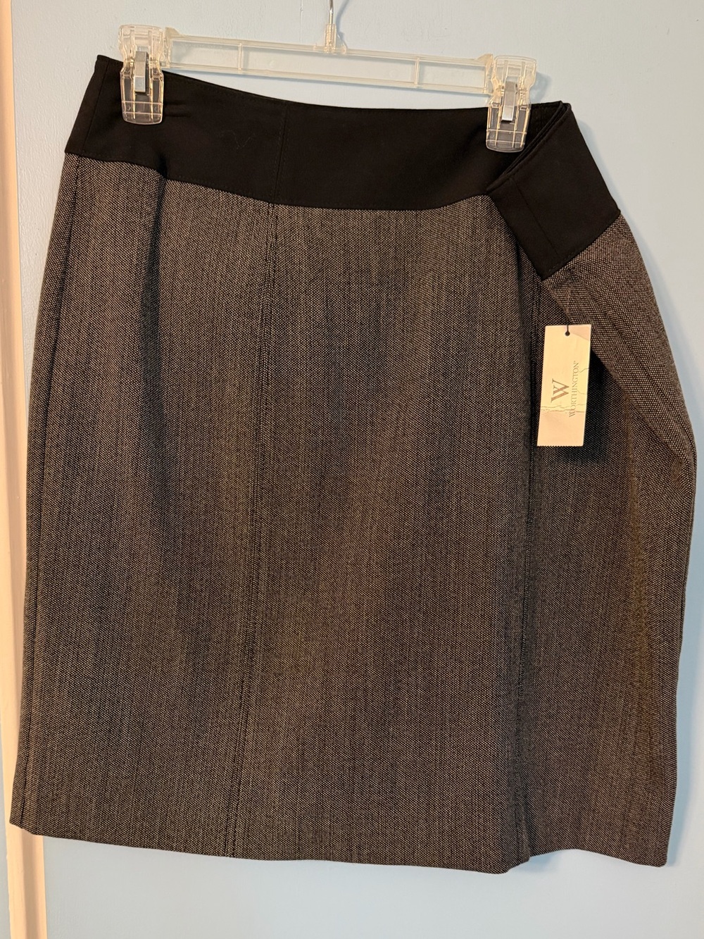 Worthington Gray Pencil Skirt with Black Waistband